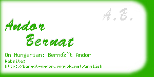 andor bernat business card